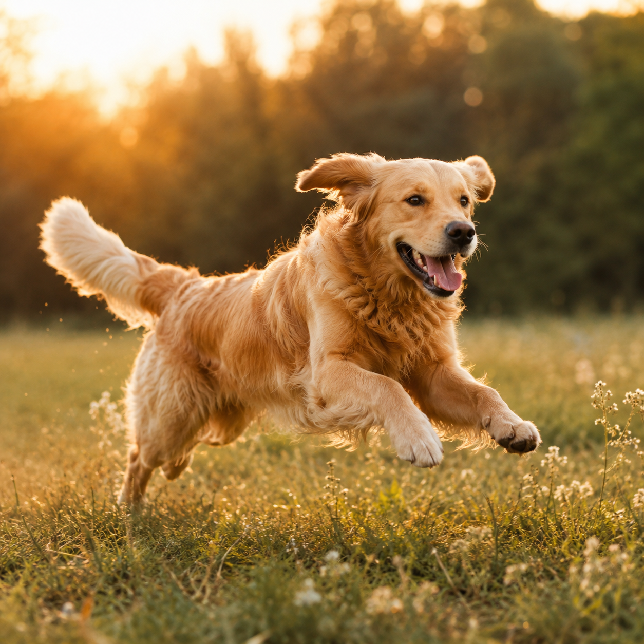 Hund läuft frei und freudig
